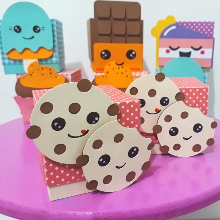 Caixinha Quadrada Doces Tema Kawaii