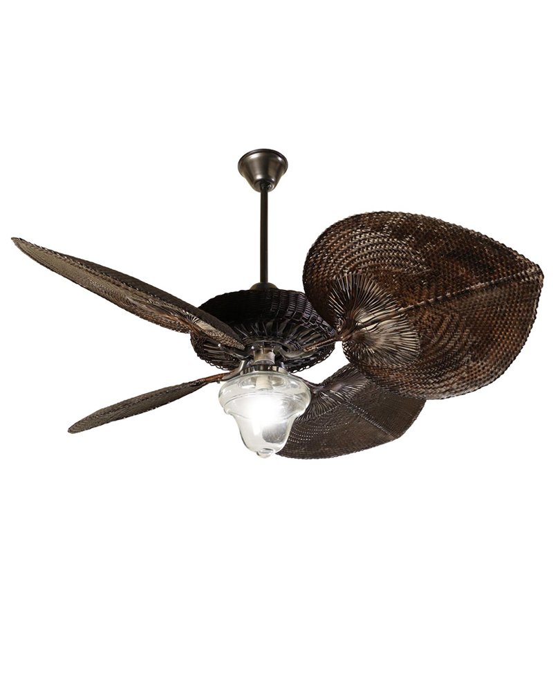 Rattan Fan Casablanca Style Chocolate Color With Lights