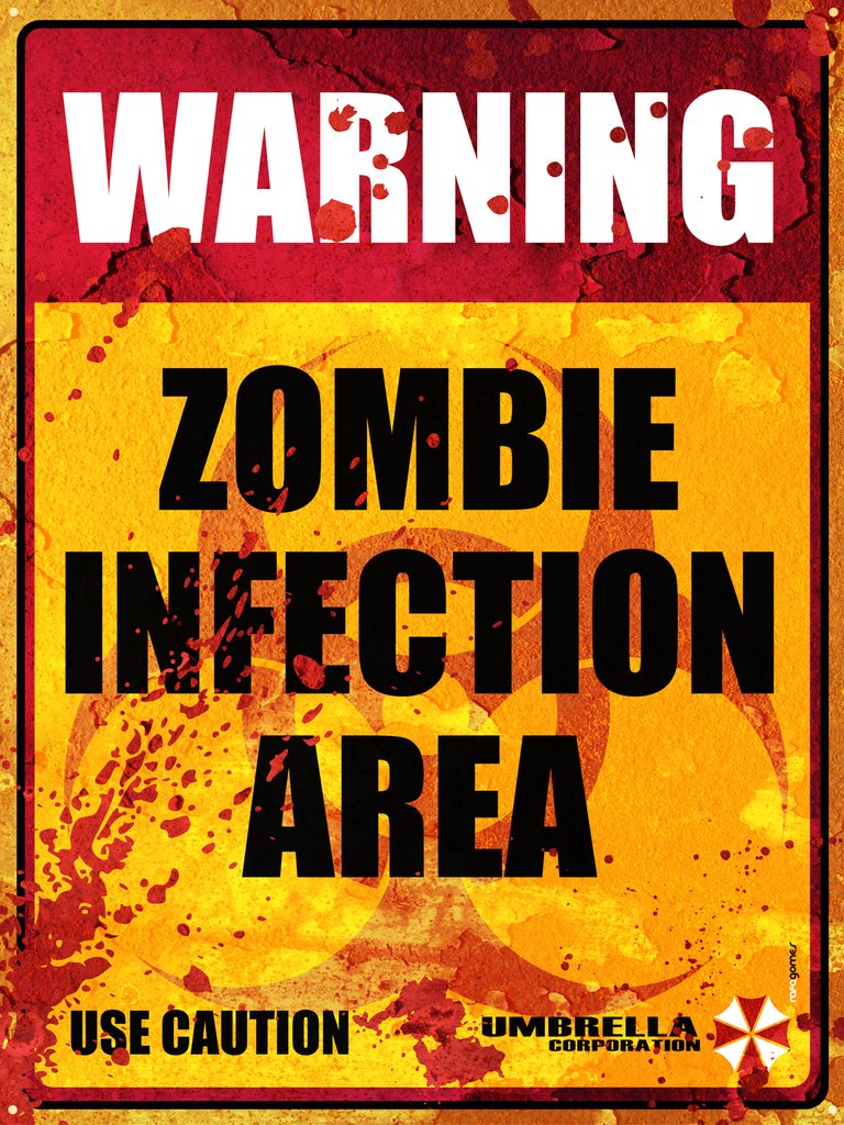 Placa Zombie Infection Area Rainha Dos Quadros