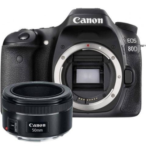 Câmera Digital Canon Preto 24.2mp - Eos 80d | 50mm