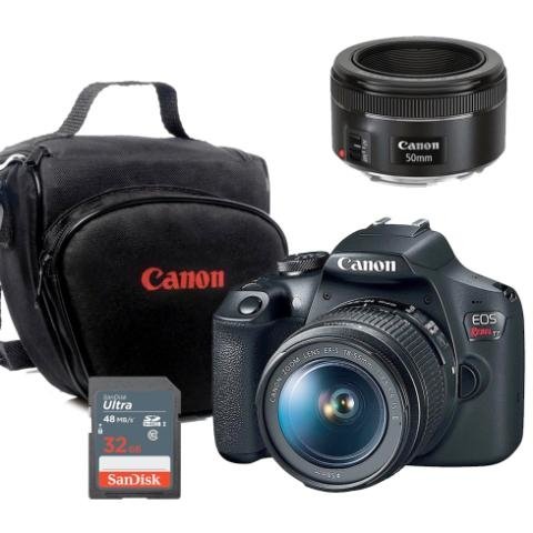 Câmera Digital Canon Eos Rebel T7 Preto 24.1mp - T7 | 18-55mm | 50mm