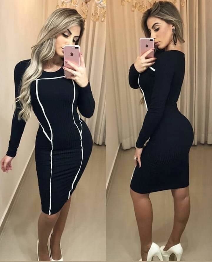 vestidos midi canelado