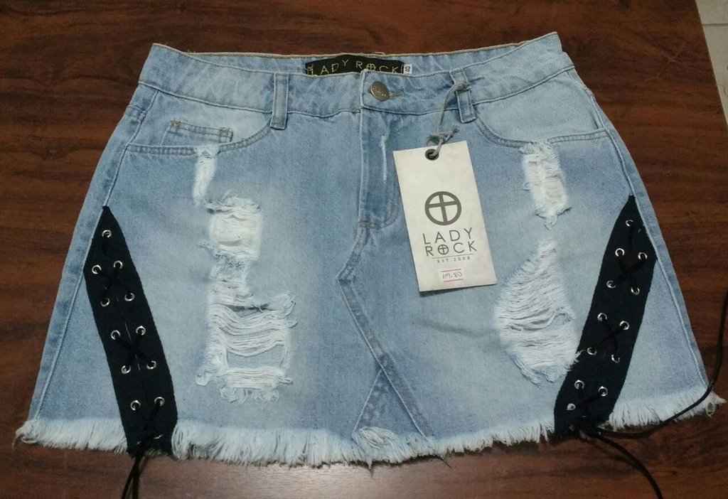 saia midi jeans lady rock