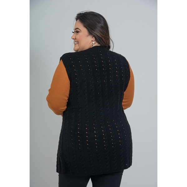 colete preto plus size