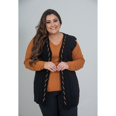 colete preto plus size