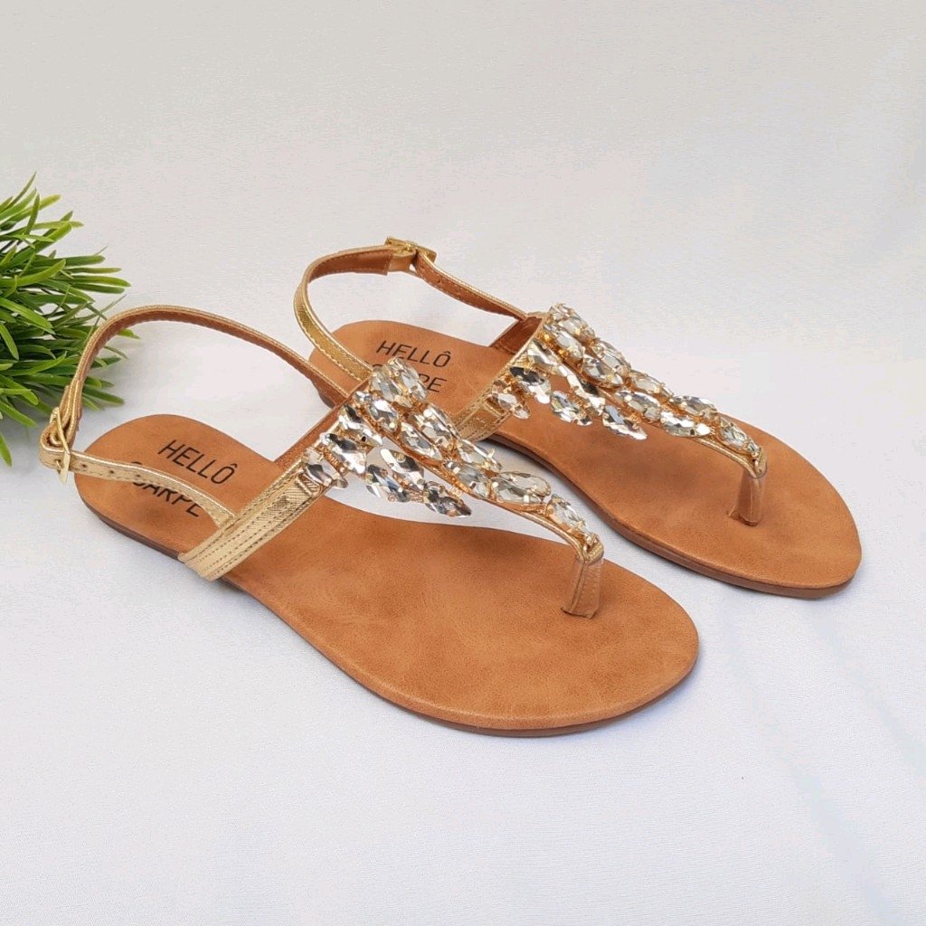 sandália rasteirinha dourada