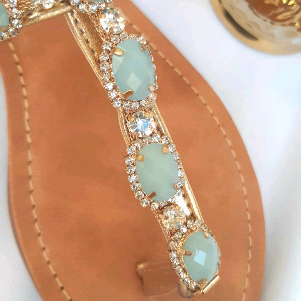 sandalia rasteira azul claro