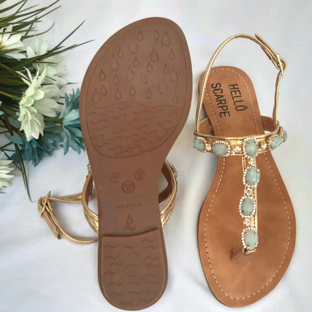 sandalia rasteira azul claro