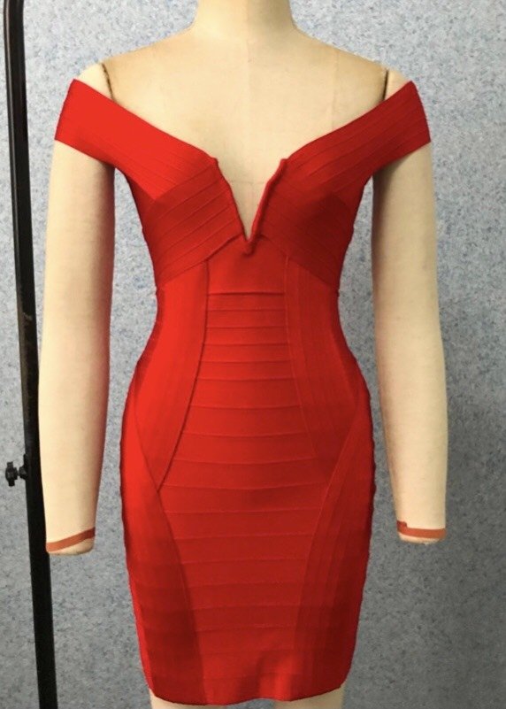 vestido vermelho bandage curto