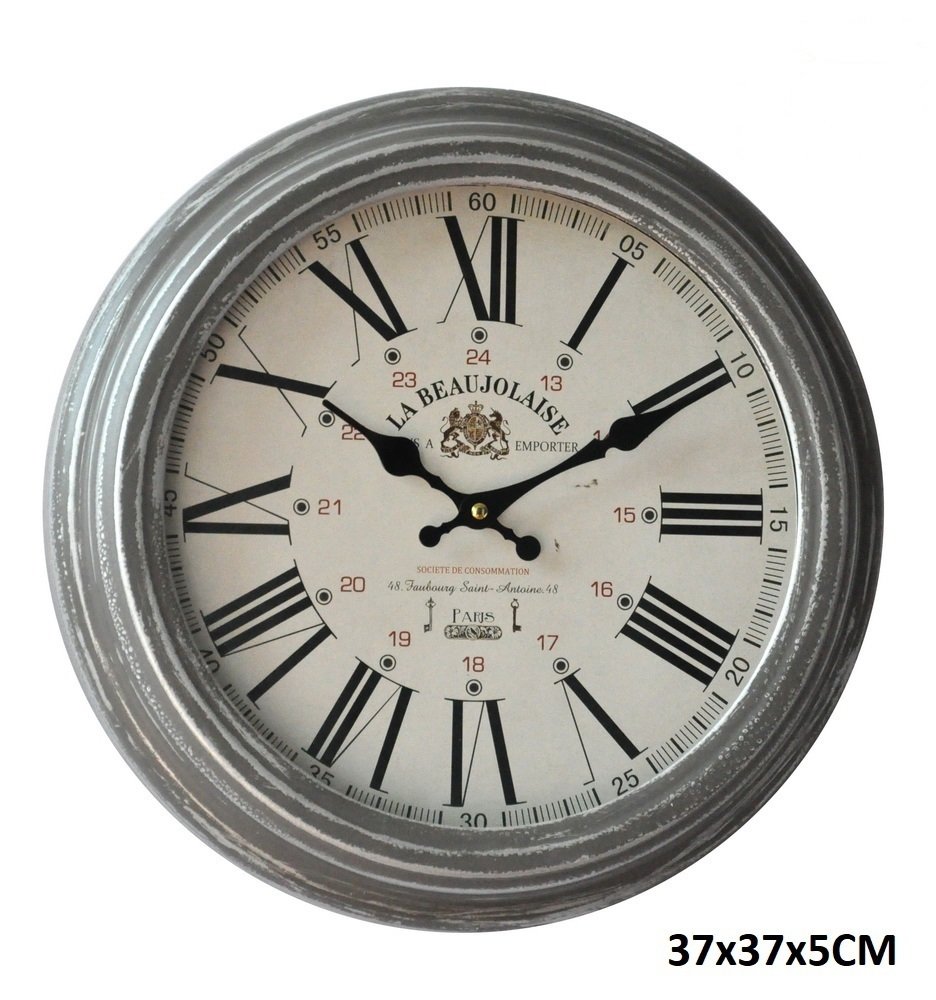 Reloj Pared Metal Y Vidrio La Beaujolaise 37cm